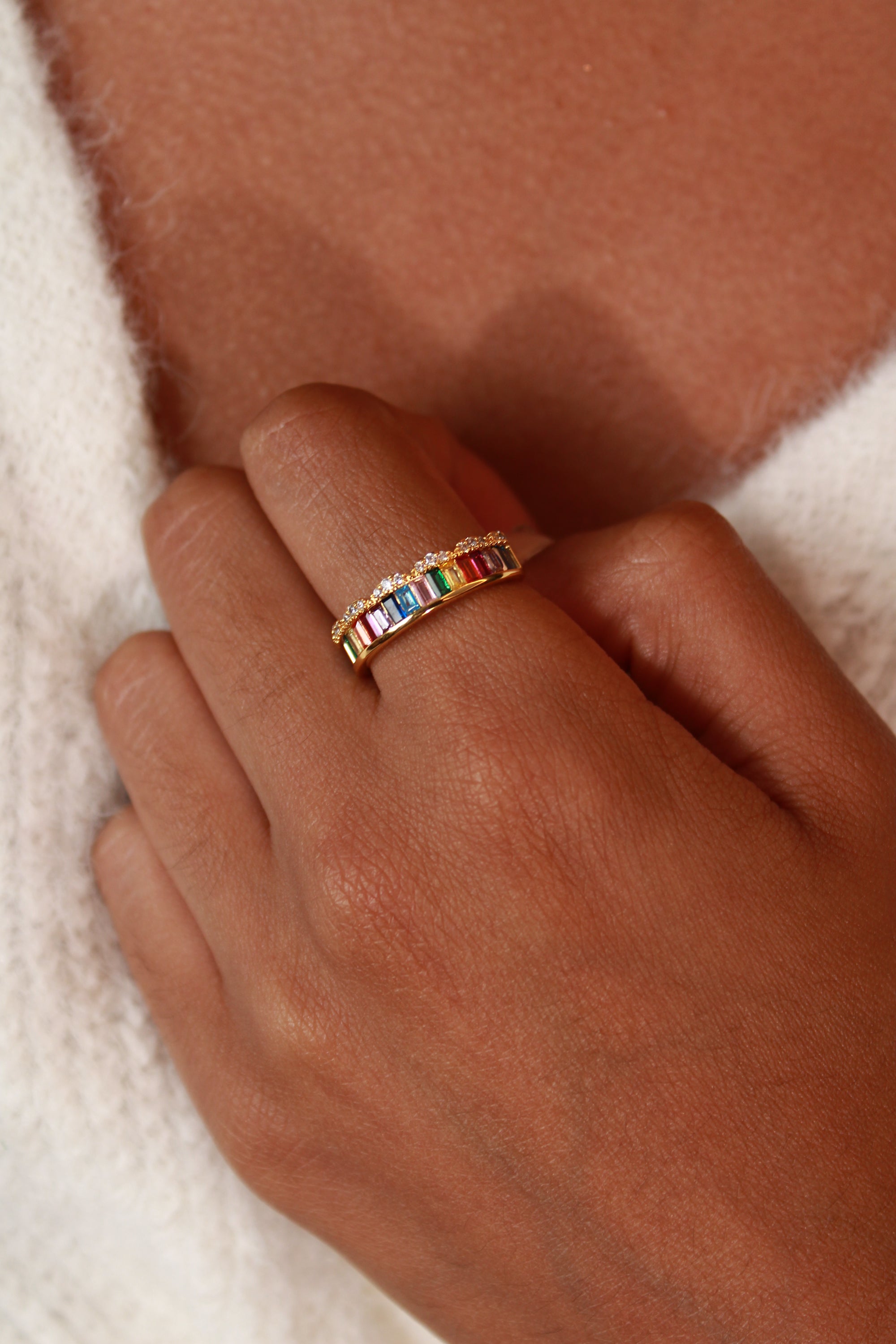 Rainbow crystal Ring