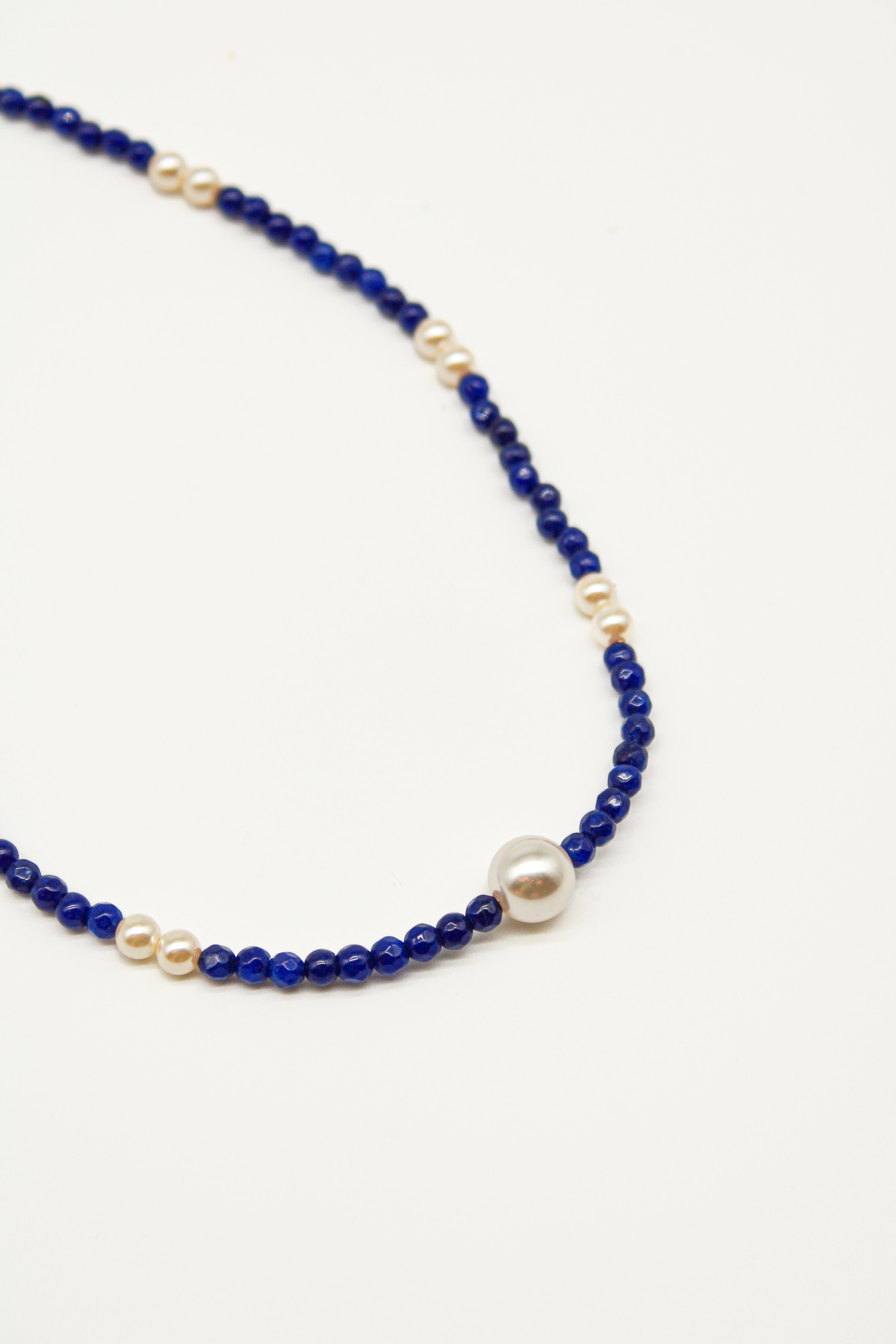 Turquoise and Pearl  Necklace - Navy