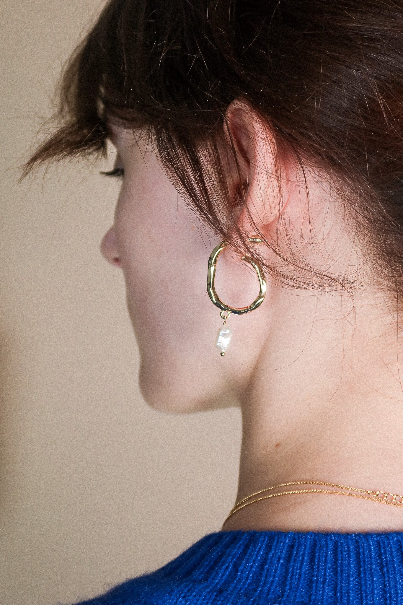 Baroque Pearl Gold Hoop Gold Earrings