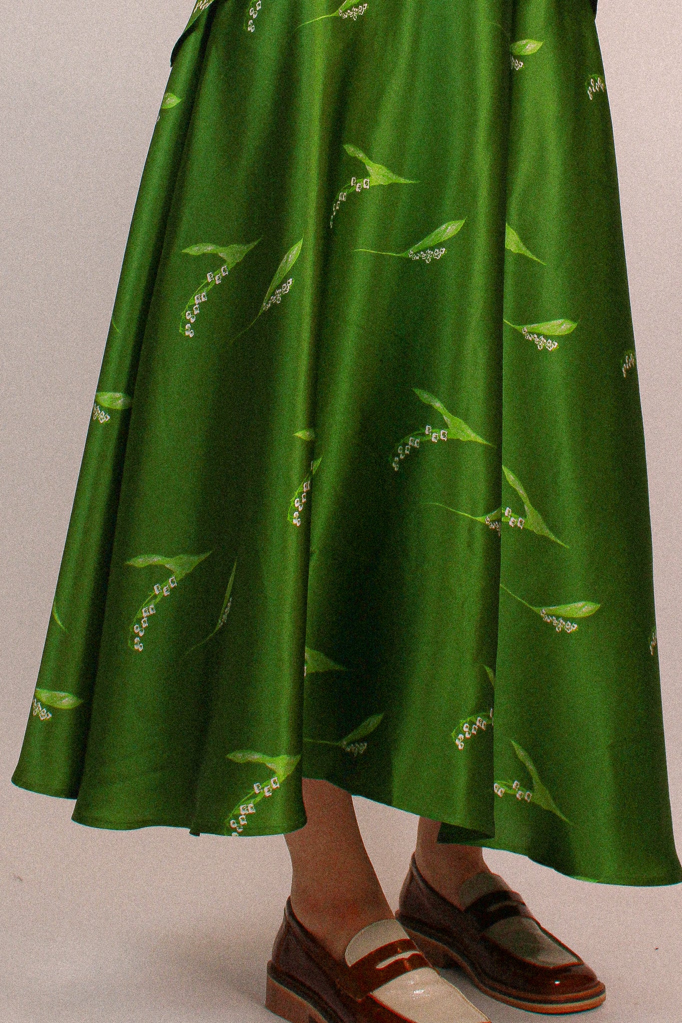 Lily of the valley Silk Skirt  Green