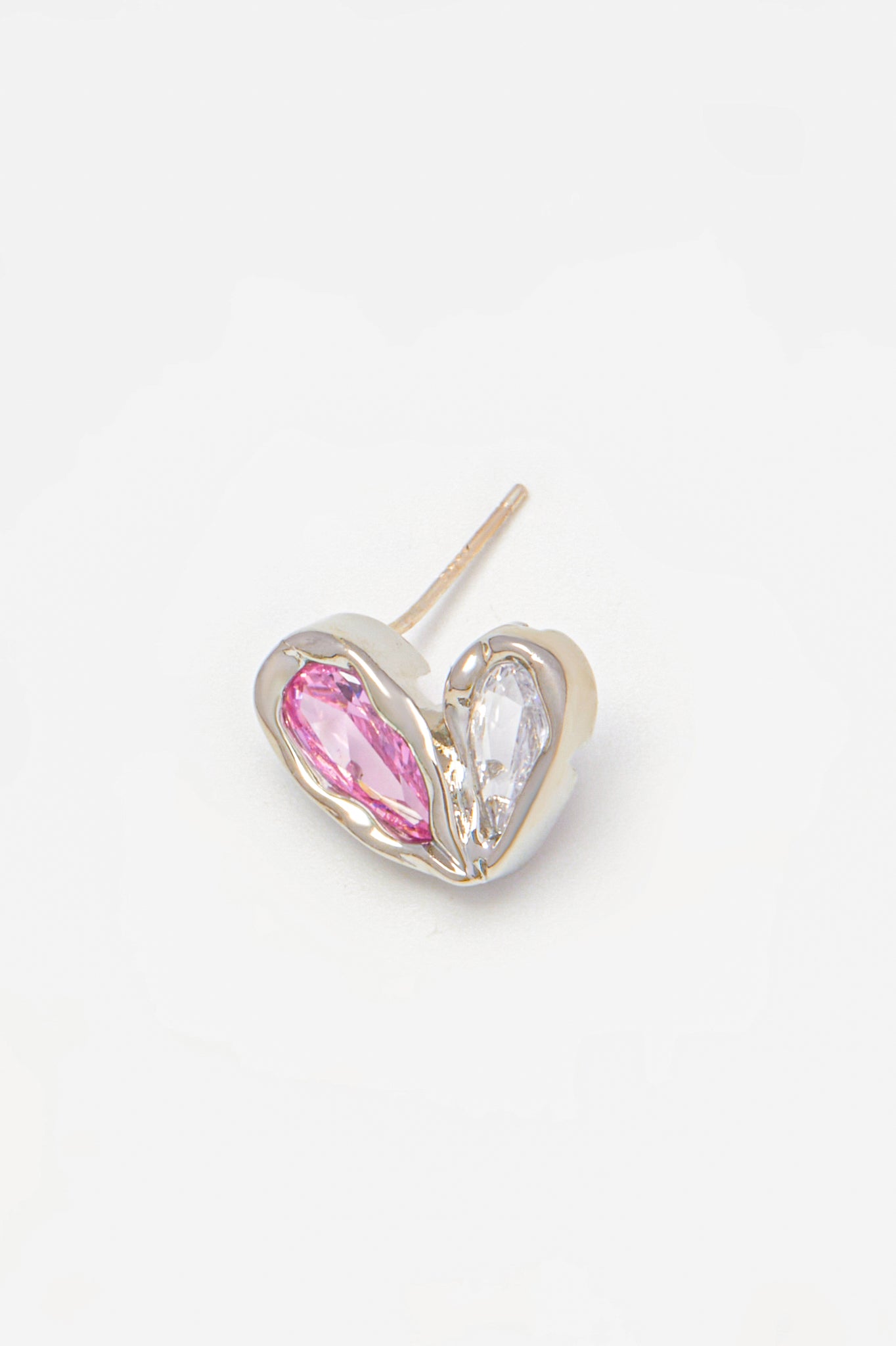 Heart Silver Crystal Stud Earrings