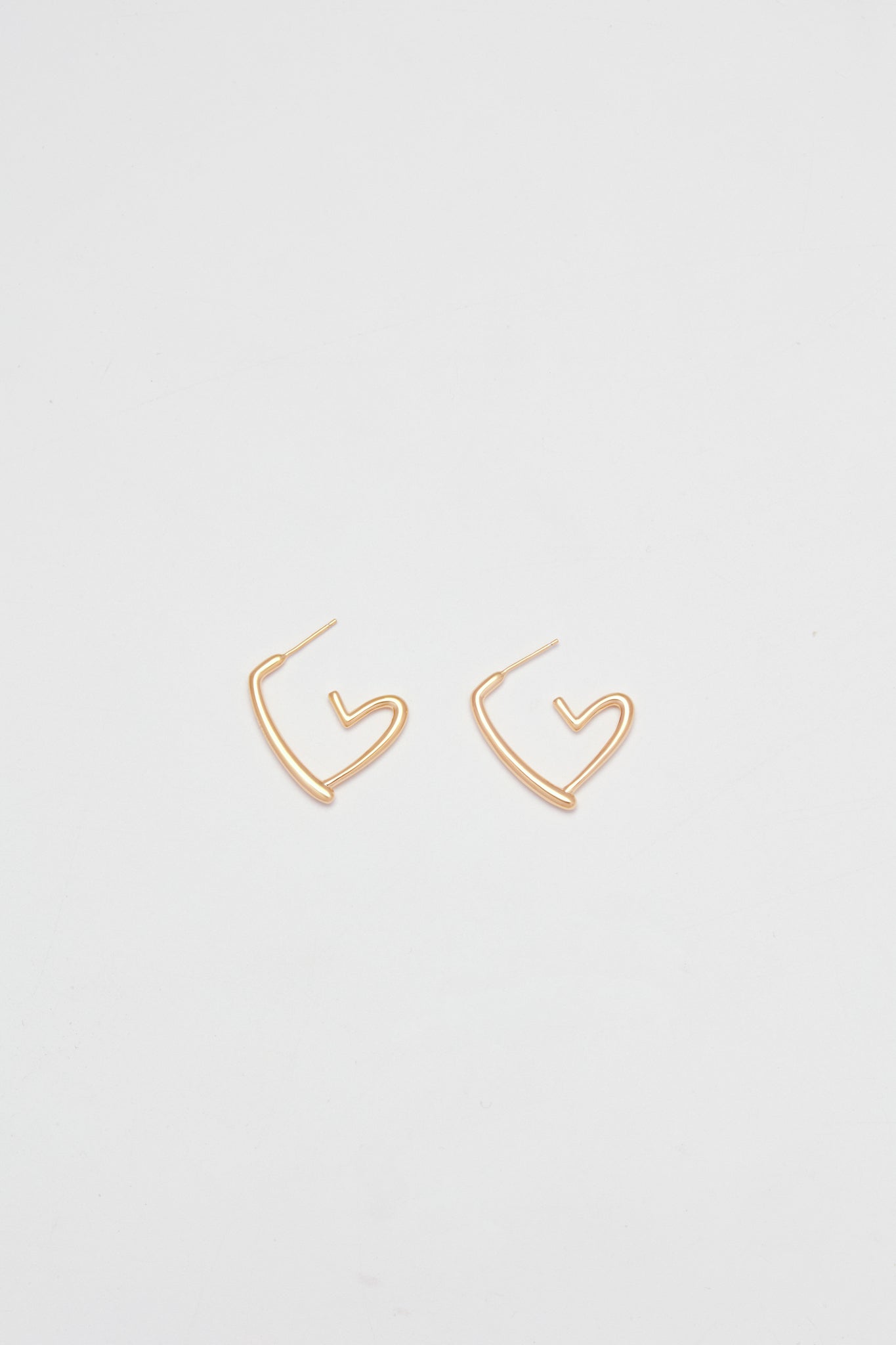 Sterling-Rose Gold Half Hearts Hoop Earrings