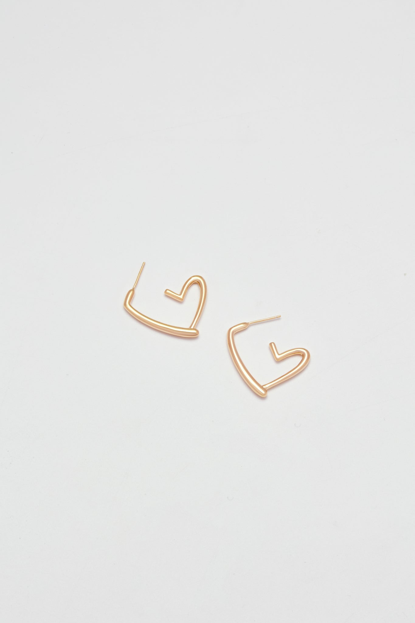 Sterling-Rose Gold Half Hearts Hoop Earrings