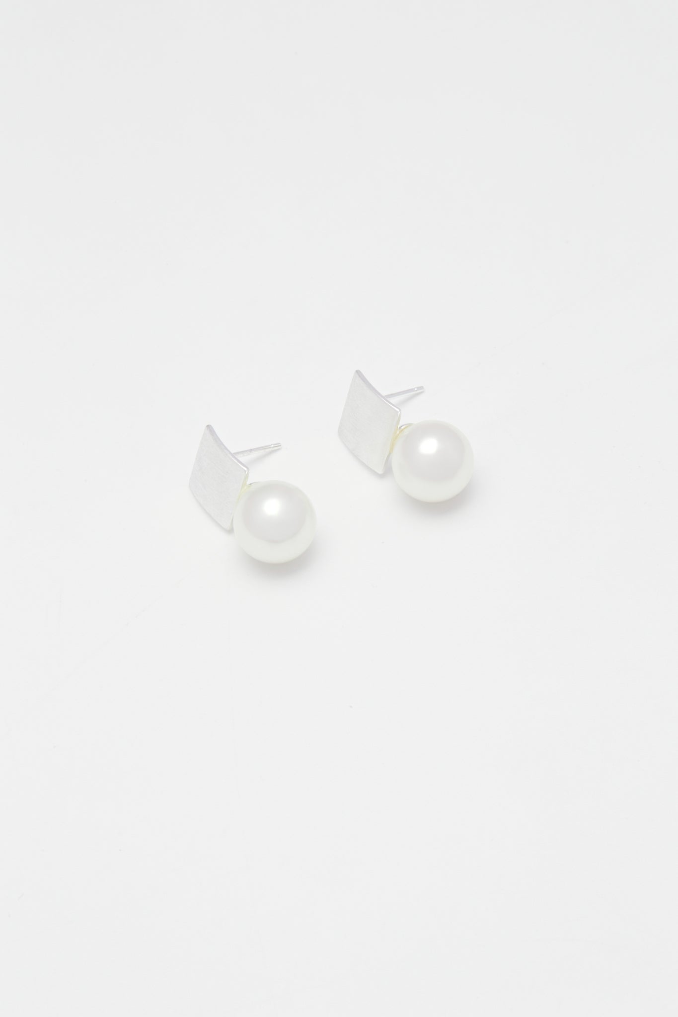 Sterling - Square Big Pearl Earrings