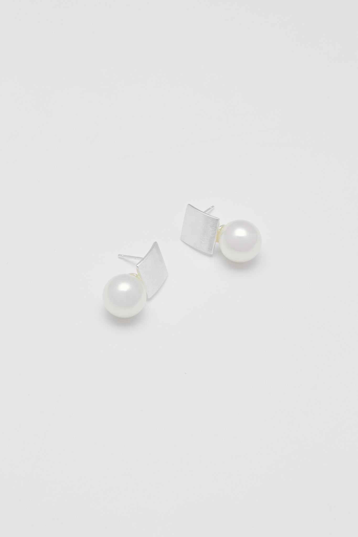 Sterling - Square Big Pearl Earrings